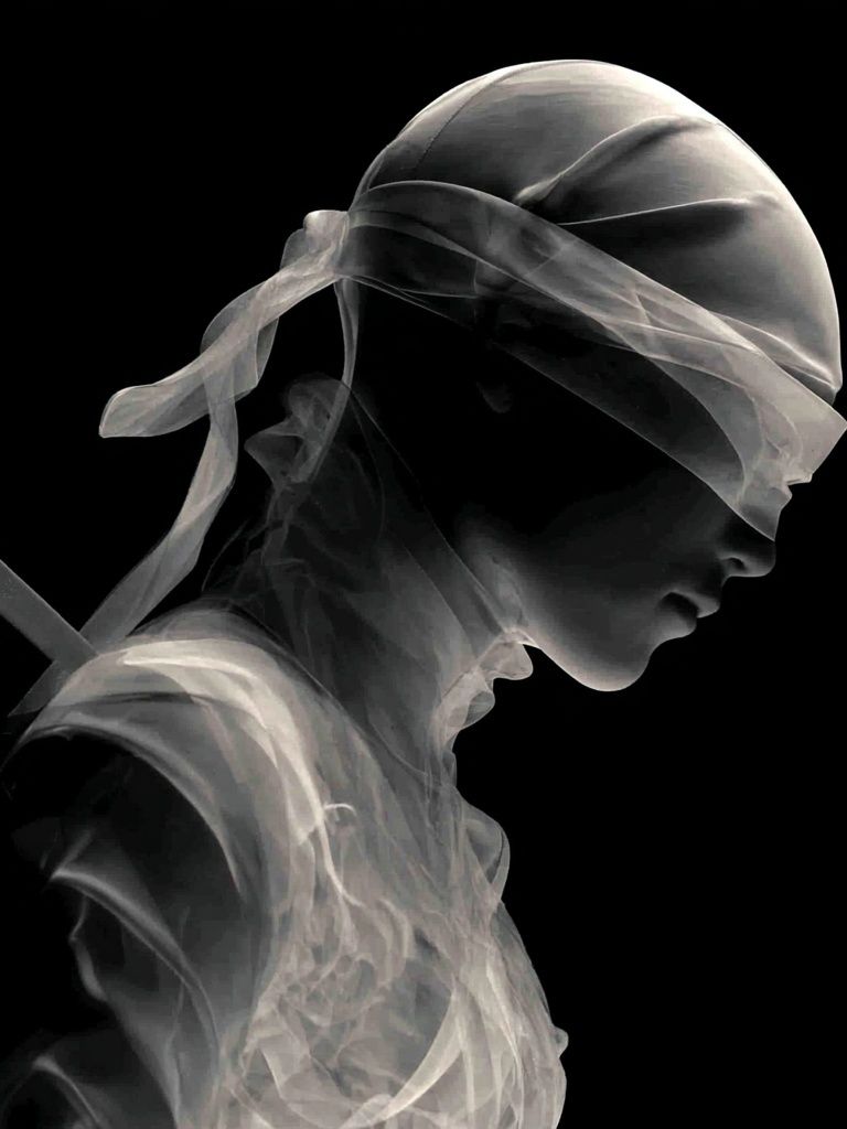 Blindfolded Figure Photography Poster. poster detail
