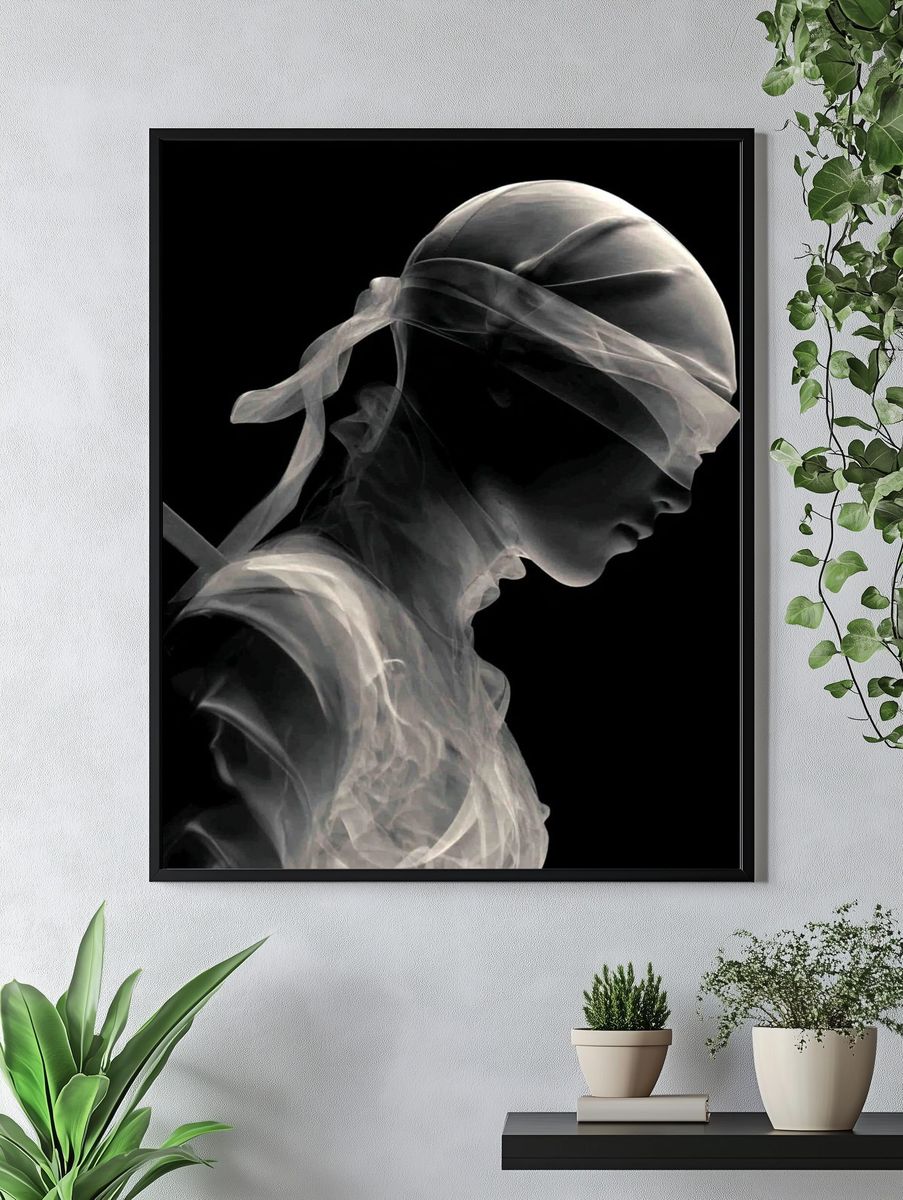 Blindfolded Figure Photography Poster. — room view 4