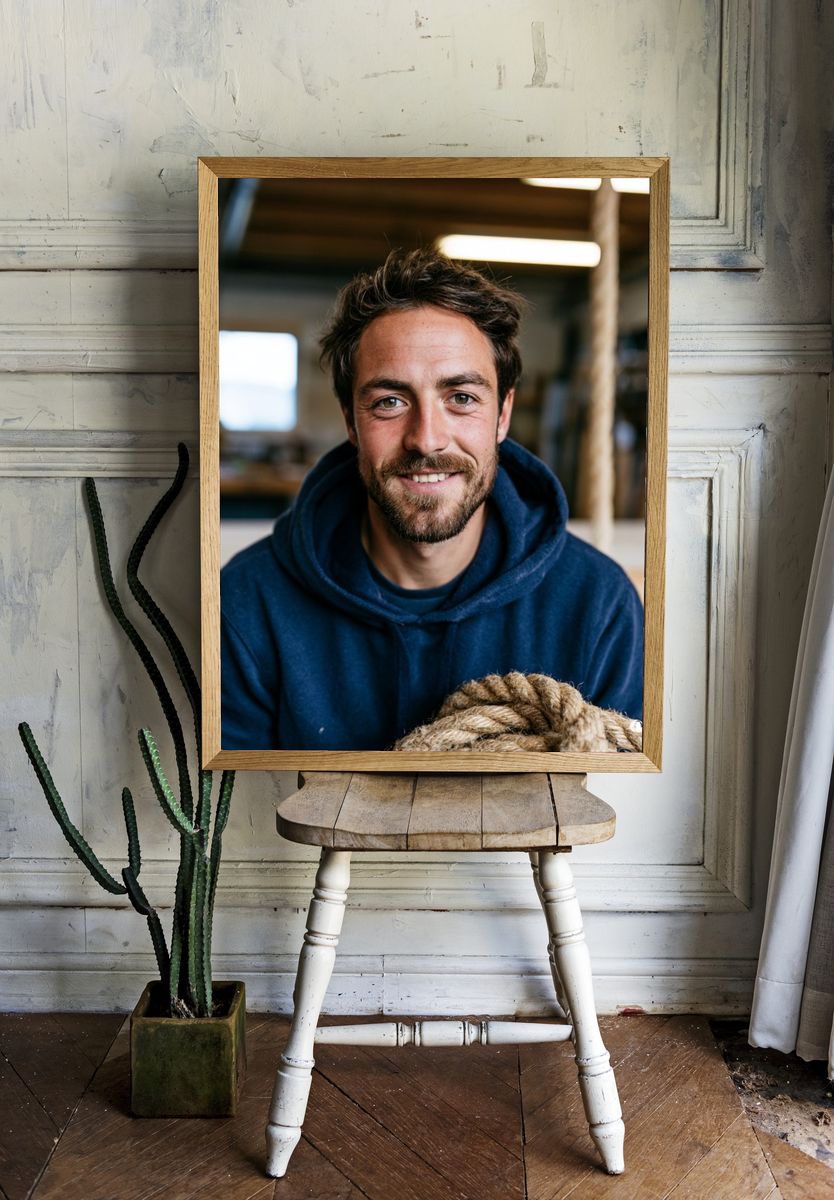 Smiling Man Portrait Photography Poster. room preview