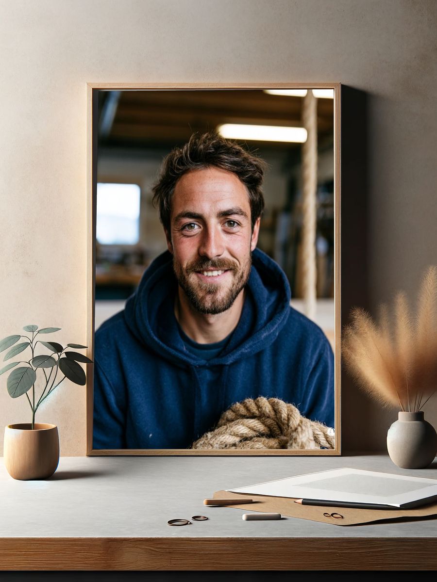 Smiling Man Portrait Photography Poster. — room view 2
