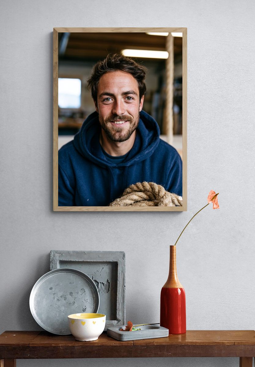 Smiling Man Portrait Photography Poster. — room view 3