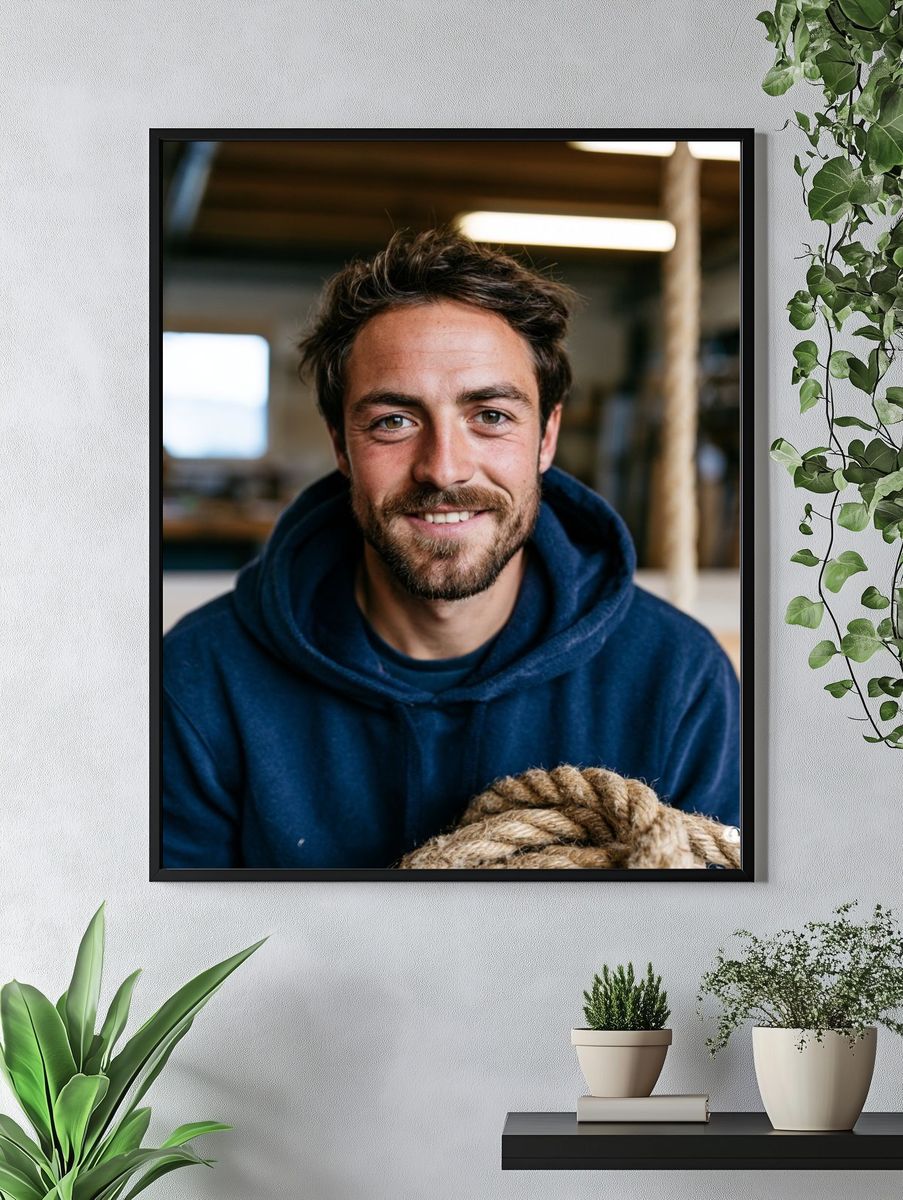 Smiling Man Portrait Photography Poster. — room view 4