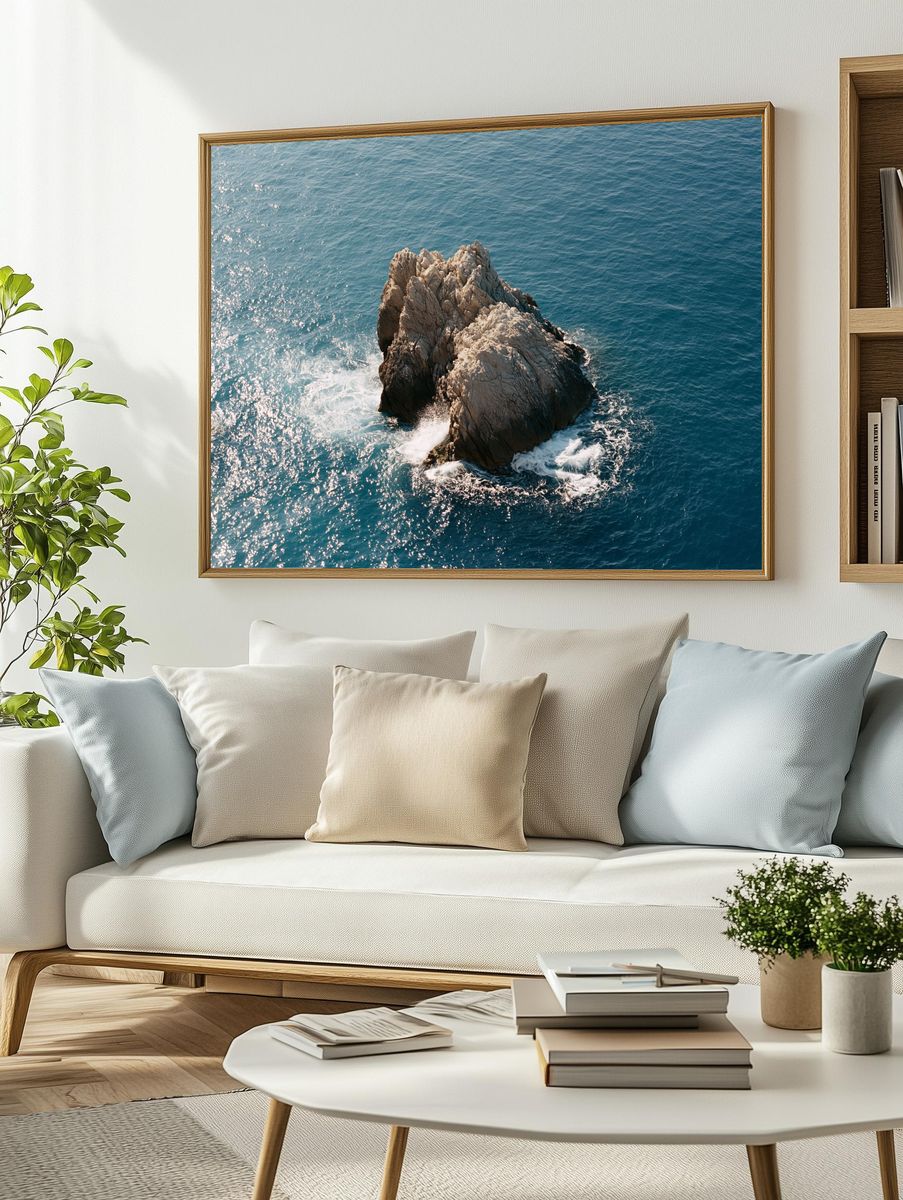 Rocky Sea Outcrop Photography Poster. — room view 2