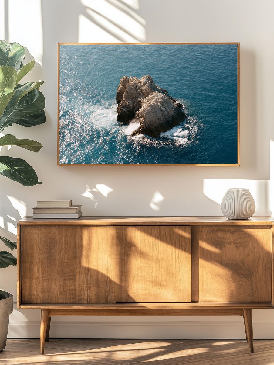 Rocky Sea Outcrop Photography Poster. — room view 3