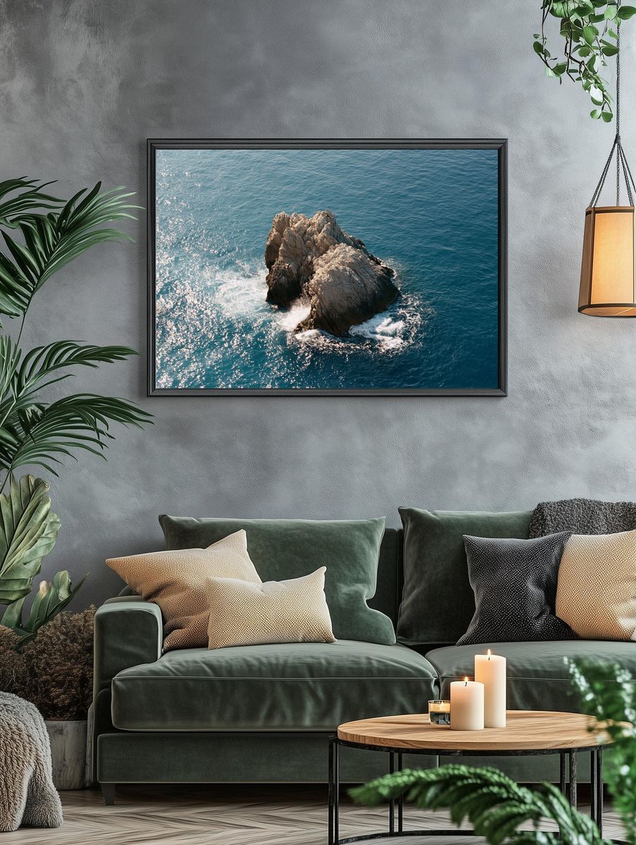 Rocky Sea Outcrop Photography Poster. — room view 4
