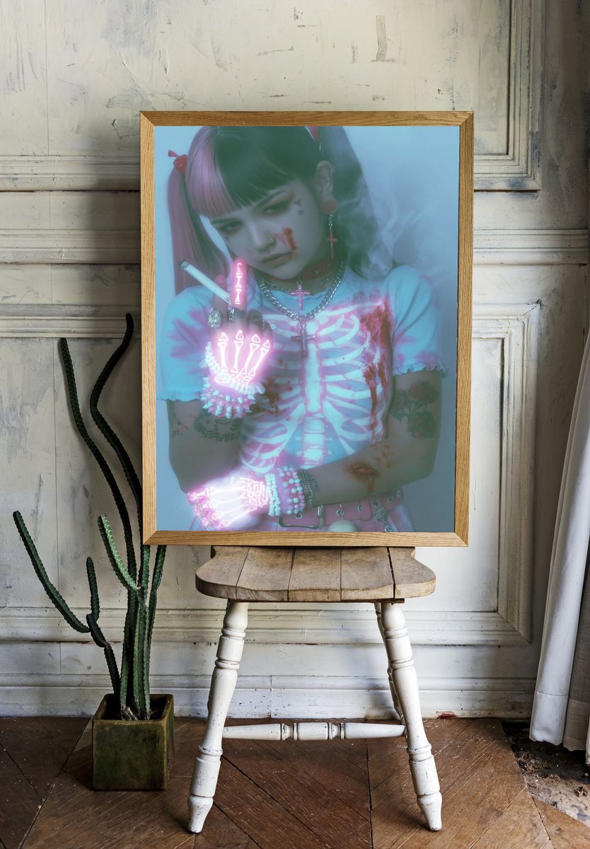 Gothic Pastel Portrait Print. room preview