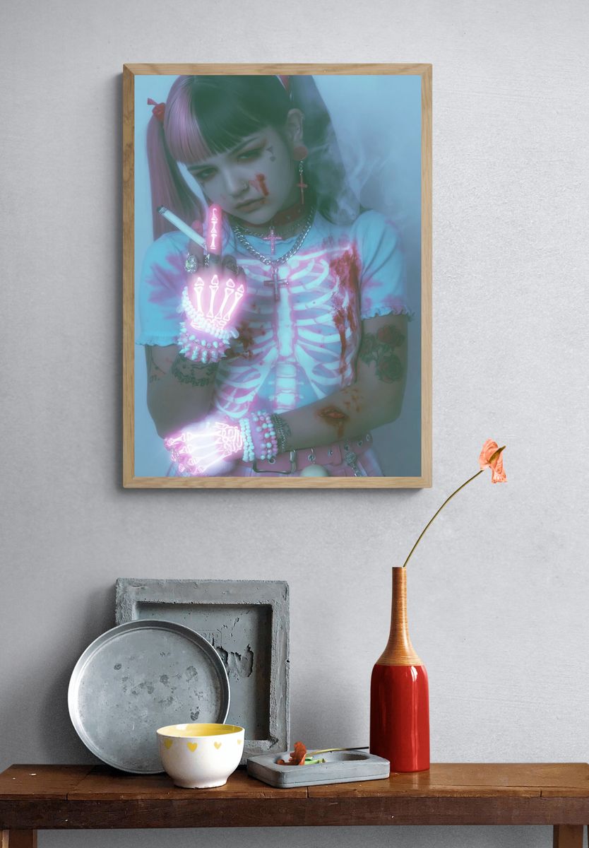 Gothic Pastel Portrait Print. — room view 3