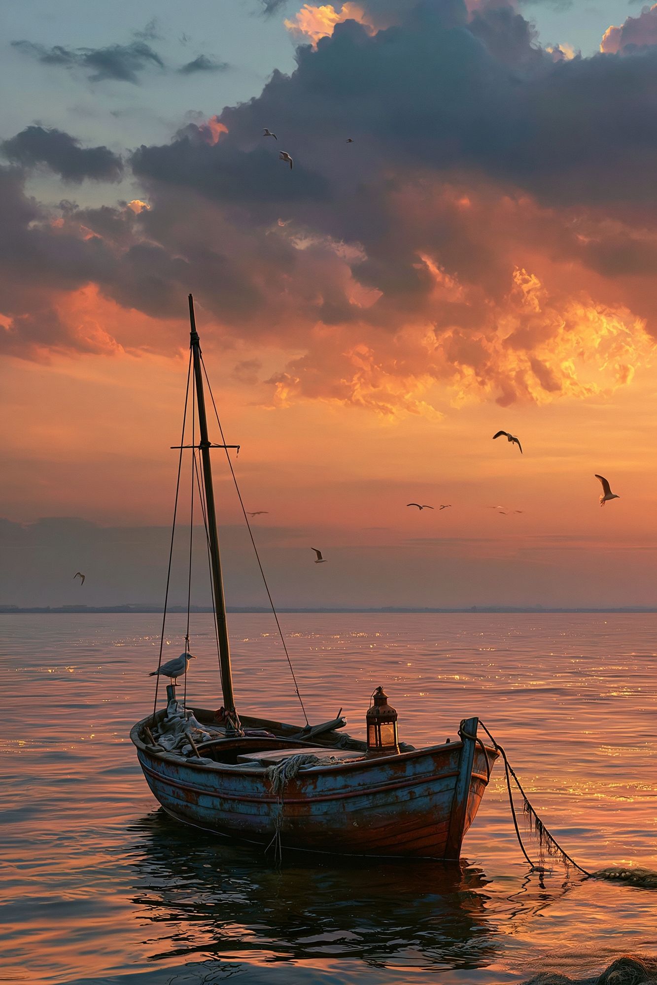 Sunset Sailboat Seascape Poster. poster — photography art