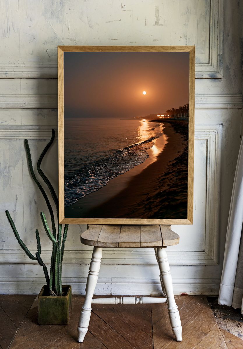 Moonlit Beach Sunset Photography Poster. room preview