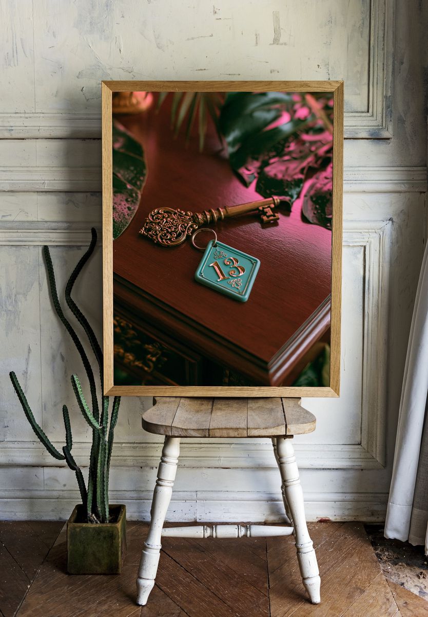 Vintage Key and Number 13 Print. room preview