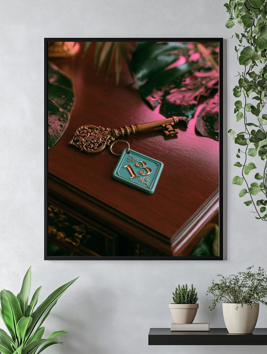 Vintage Key and Number 13 Print. — room view 4