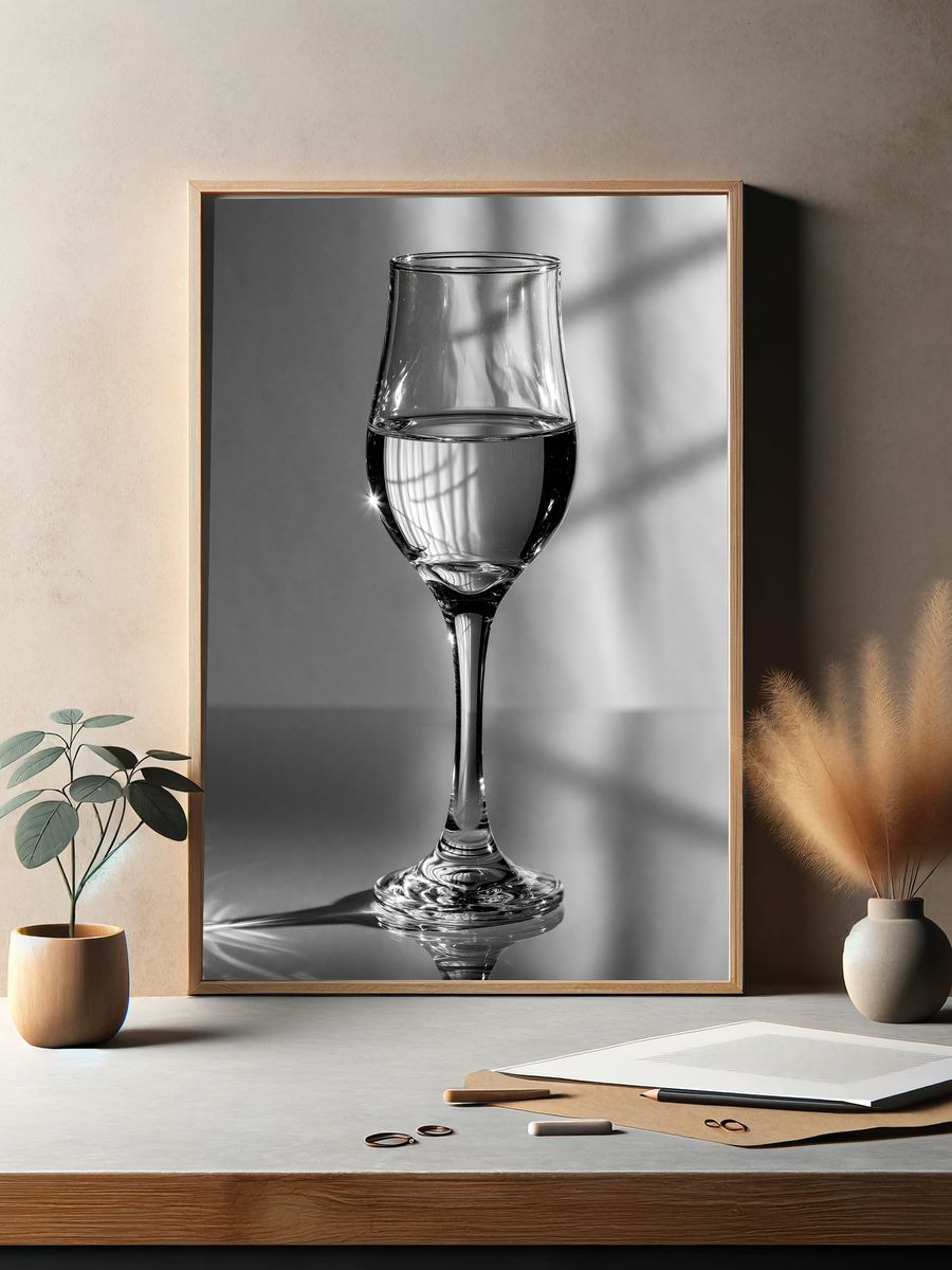 Wine Glass Still Life Photography Poster. — room view 2
