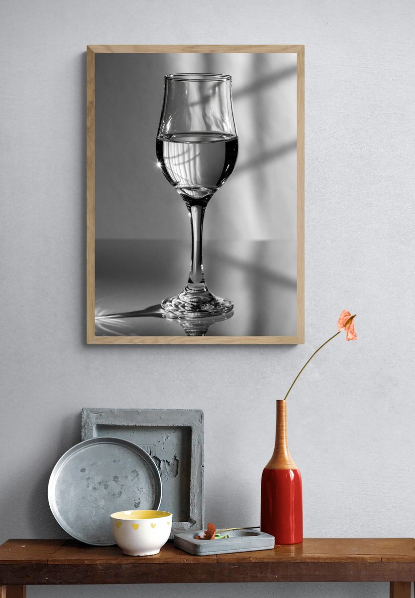 Wine Glass Still Life Photography Poster. — room view 3