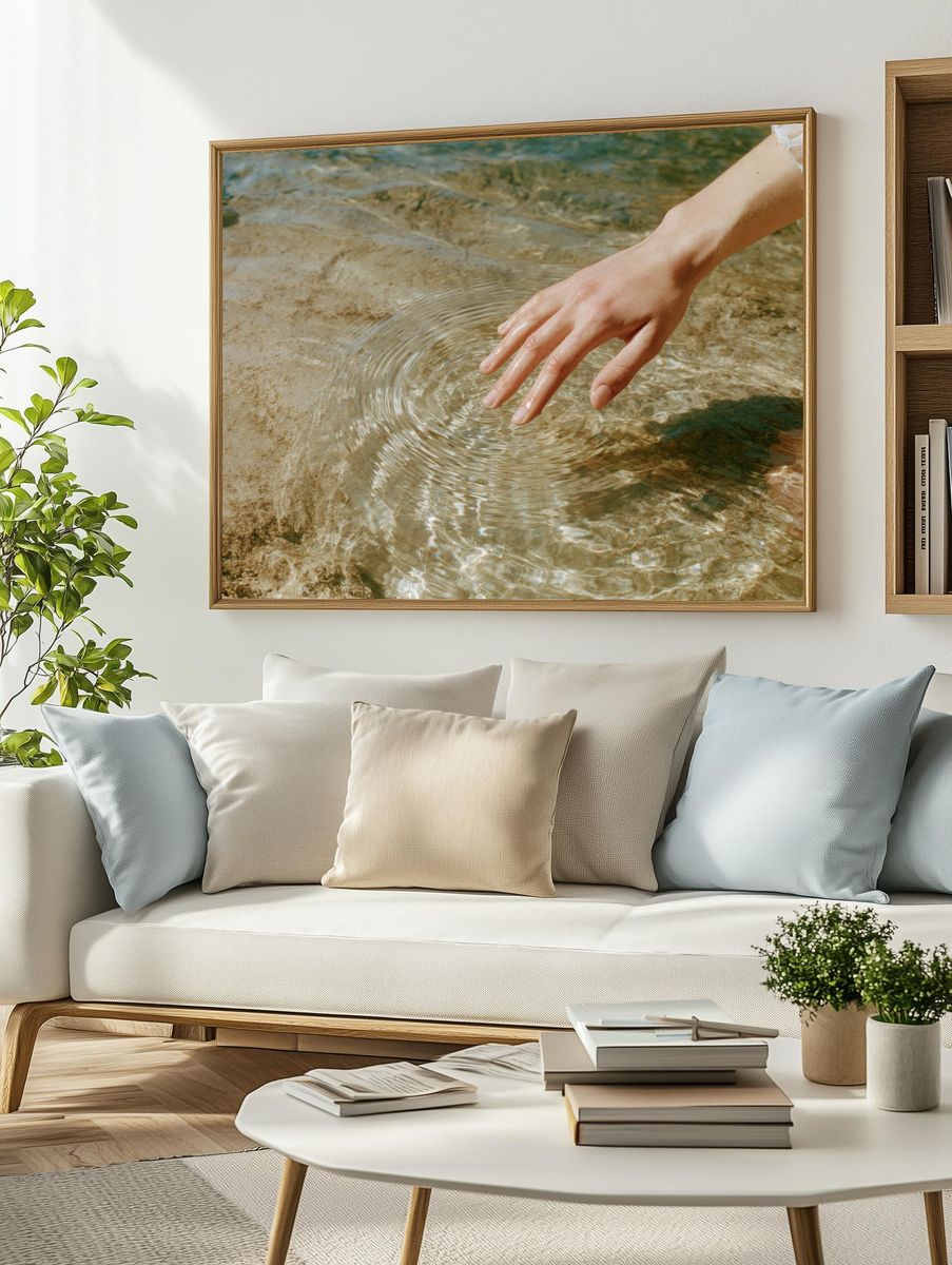 Hand in Sunlit Water Photography Poster. — room view 2