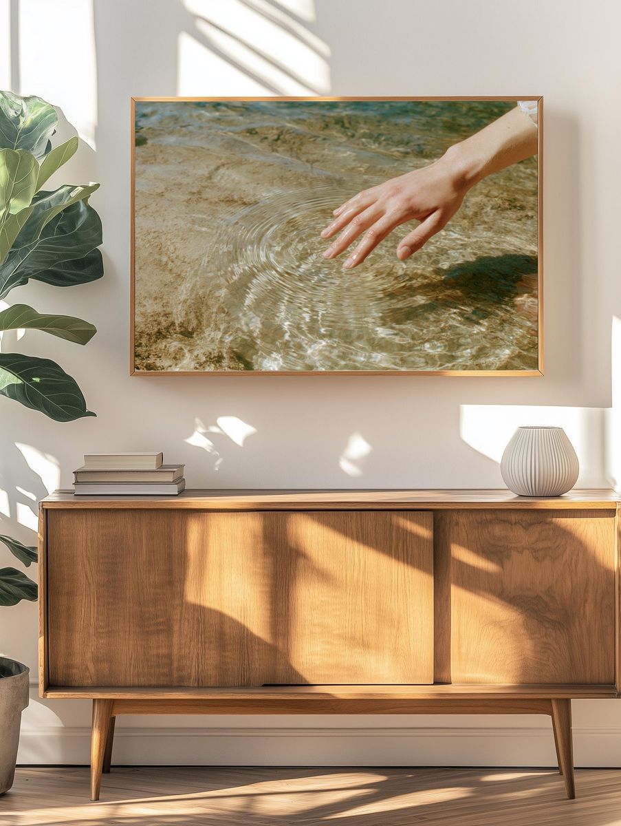 Hand in Sunlit Water Photography Poster. — room view 3
