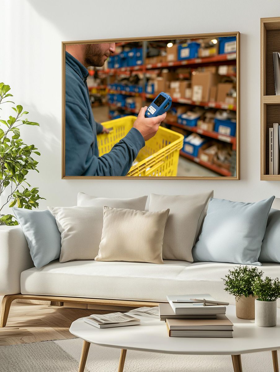 Warehouse Inventory Scan Photography Poster. — room view 2