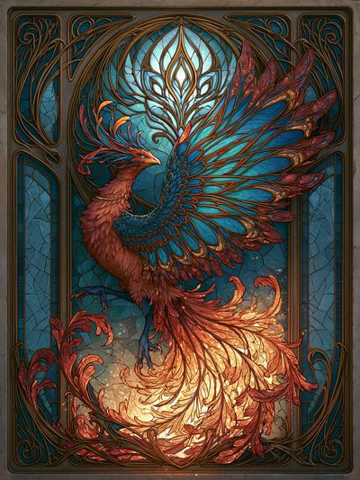 Phoenix Stained Glass Poster. poster