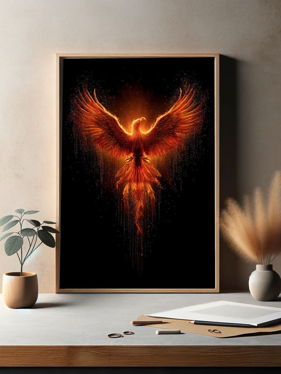 Phoenix Rising — Digital Art Print. — room view 2