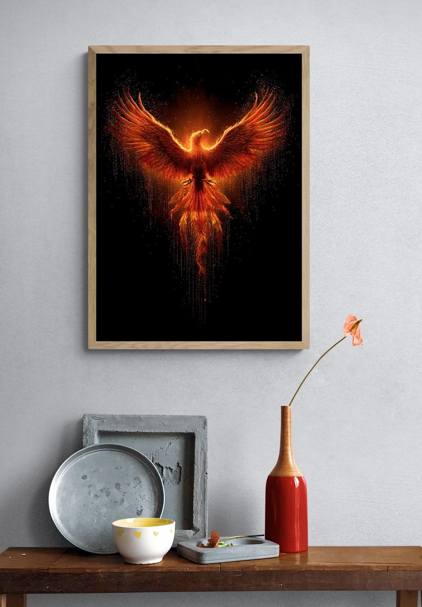 Phoenix Rising — Digital Art Print. — room view 3