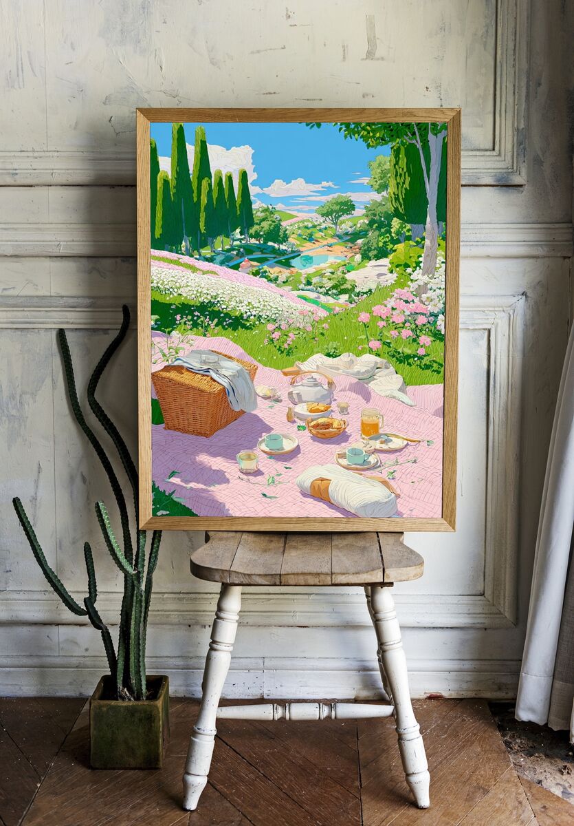 Picnic in Bloom — Illustration Print. — room view 1