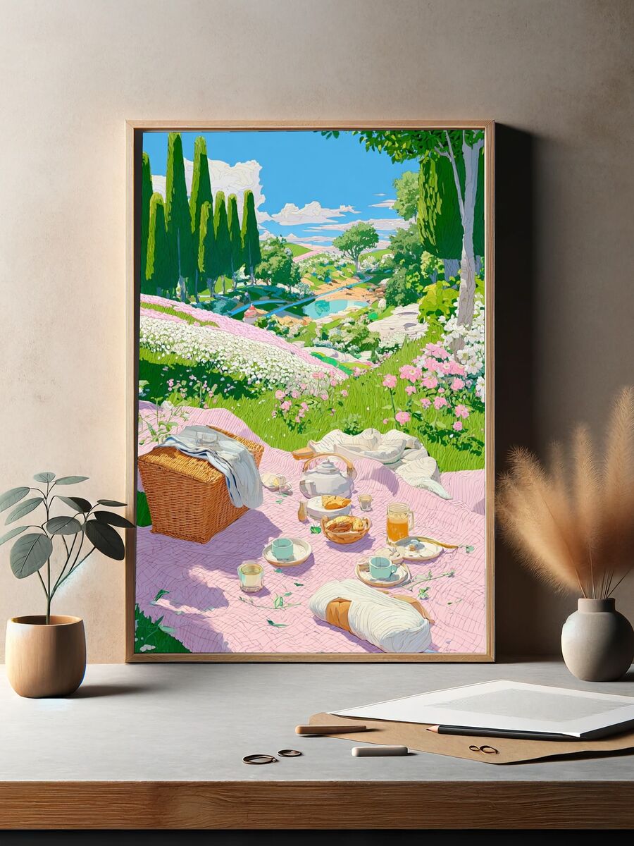 Picnic in Bloom — Illustration Print. — room view 2