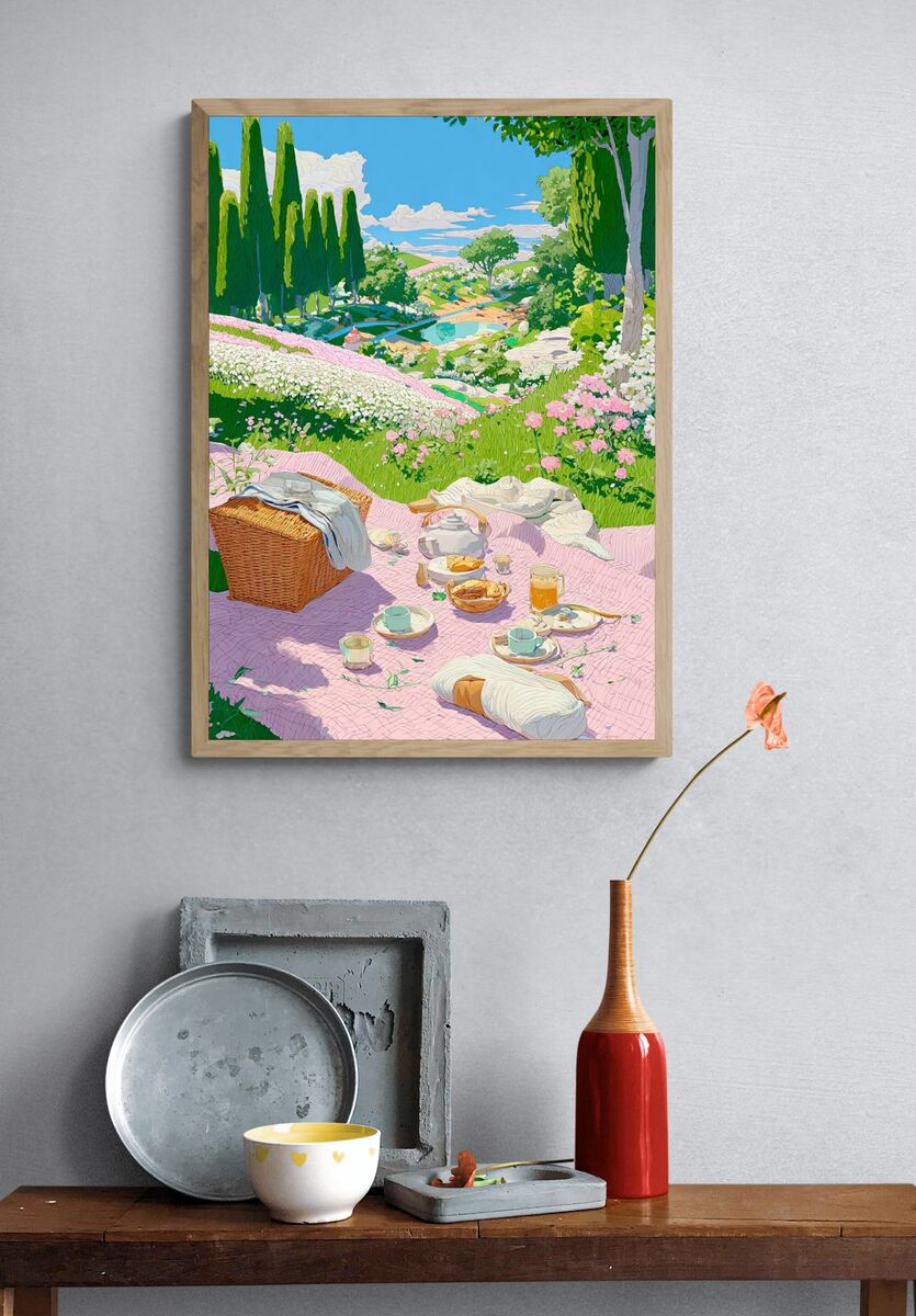 Picnic in Bloom — Illustration Print. — room view 3