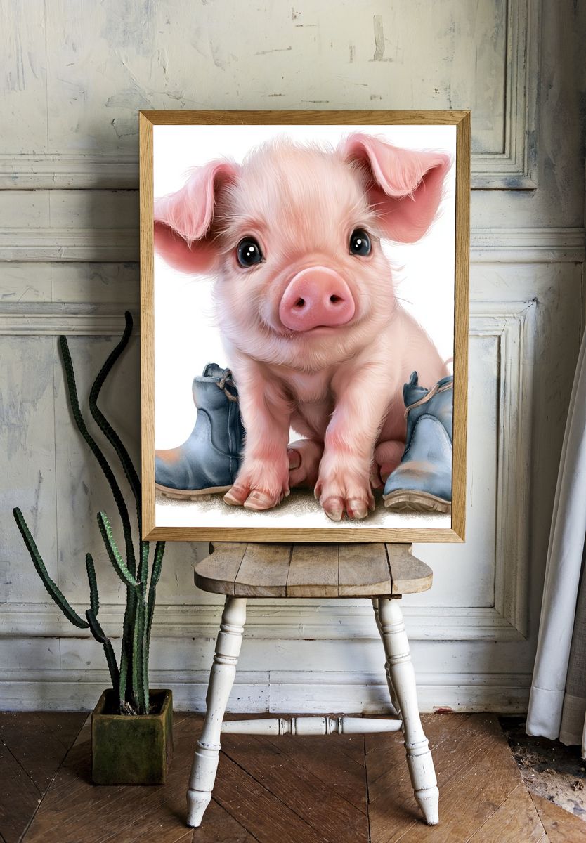 Cute Piglet Illustration Poster. room preview