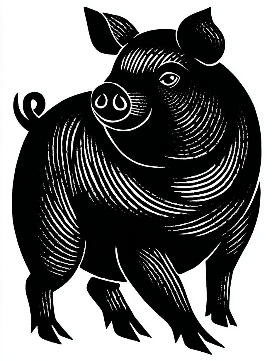 Playful Pig Illustration Poster. poster detail