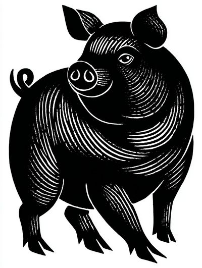 Playful Pig Illustration Poster. poster print