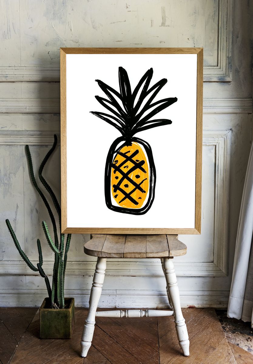 Pineapple Minimalist Illustration Poster. — room view 1