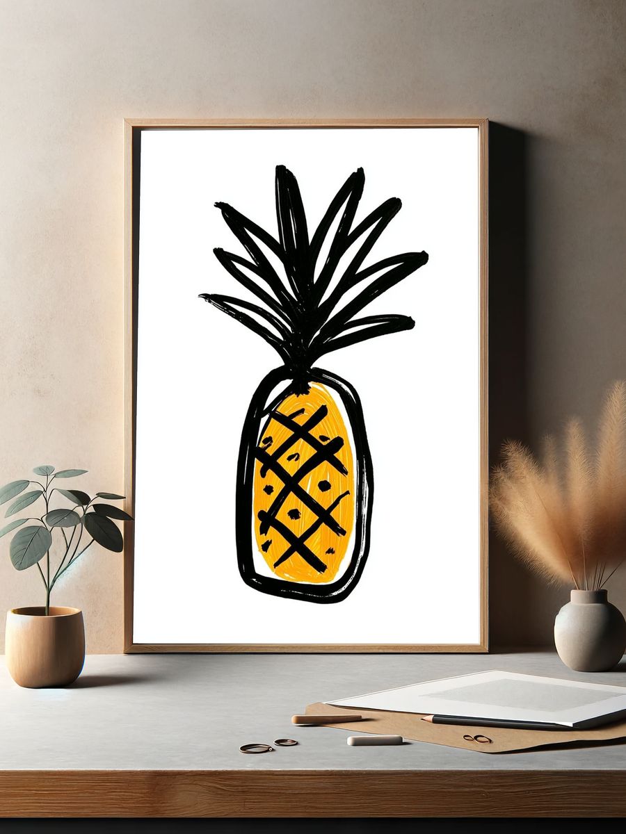 Pineapple Minimalist Illustration Poster. — room view 2