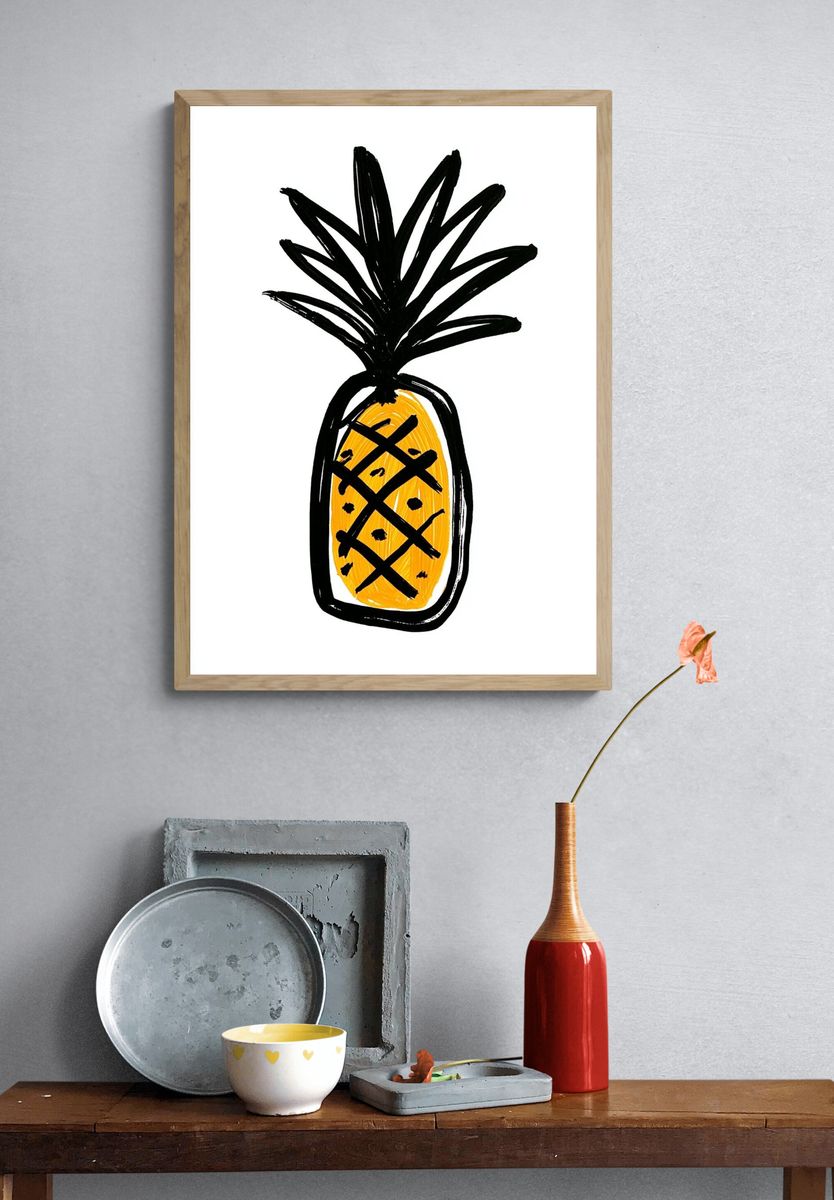 Pineapple Minimalist Illustration Poster. — room view 3