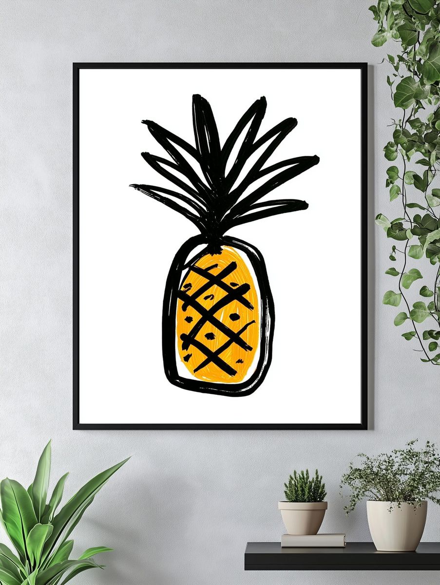 Pineapple Minimalist Illustration Poster. — room view 4