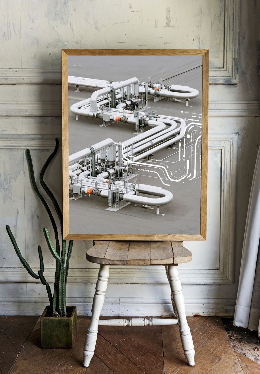 Industrial Pipeline System Photography Poster. room preview