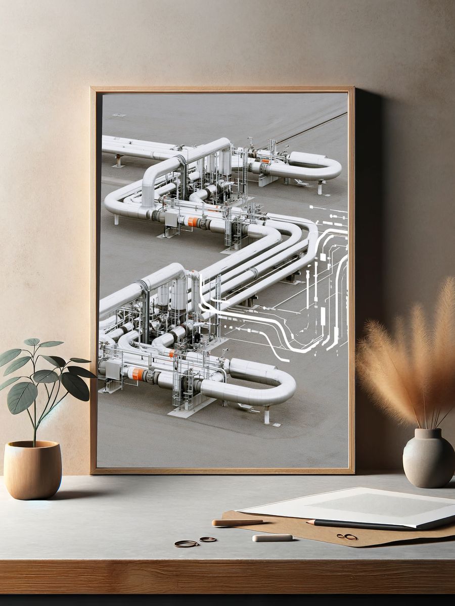 Industrial Pipeline System Photography Poster. — room view 2