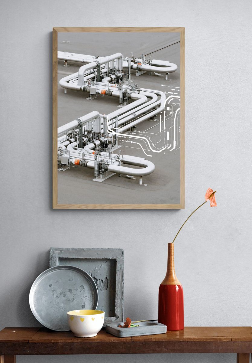 Industrial Pipeline System Photography Poster. — room view 3