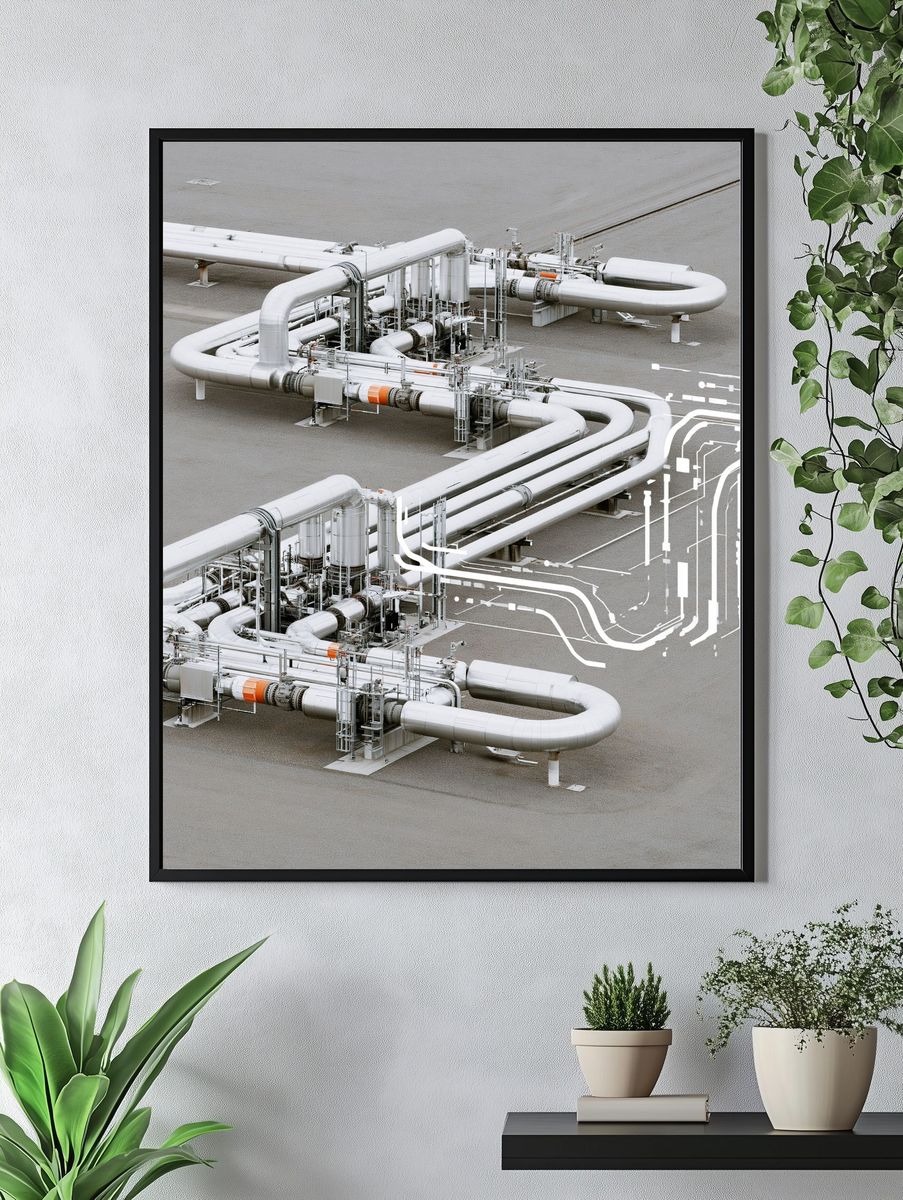 Industrial Pipeline System Photography Poster. — room view 4