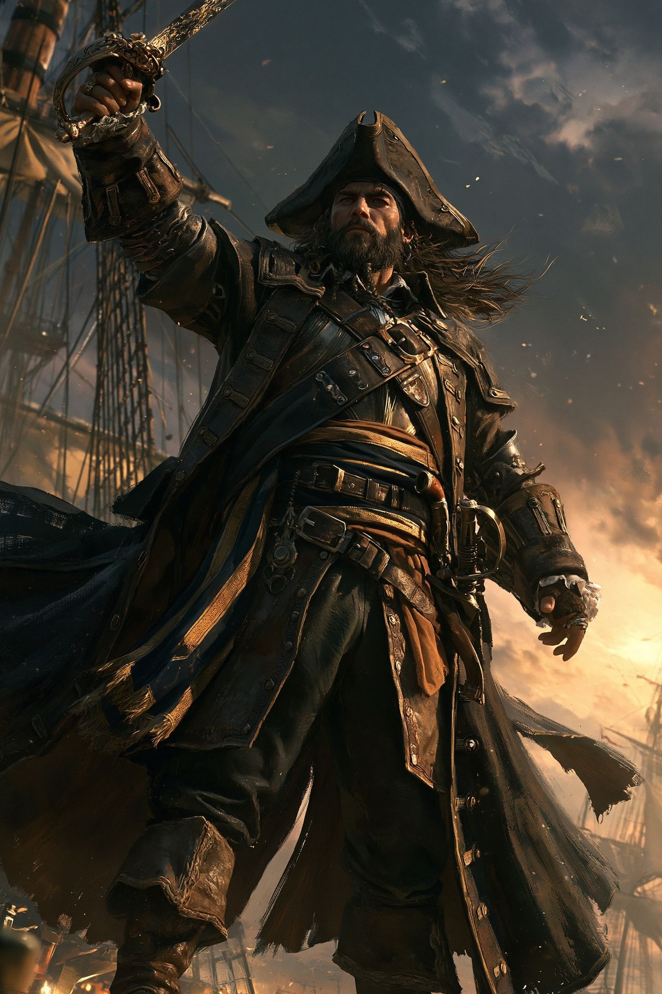 Pirate Captain Digital Art Poster. poster detail