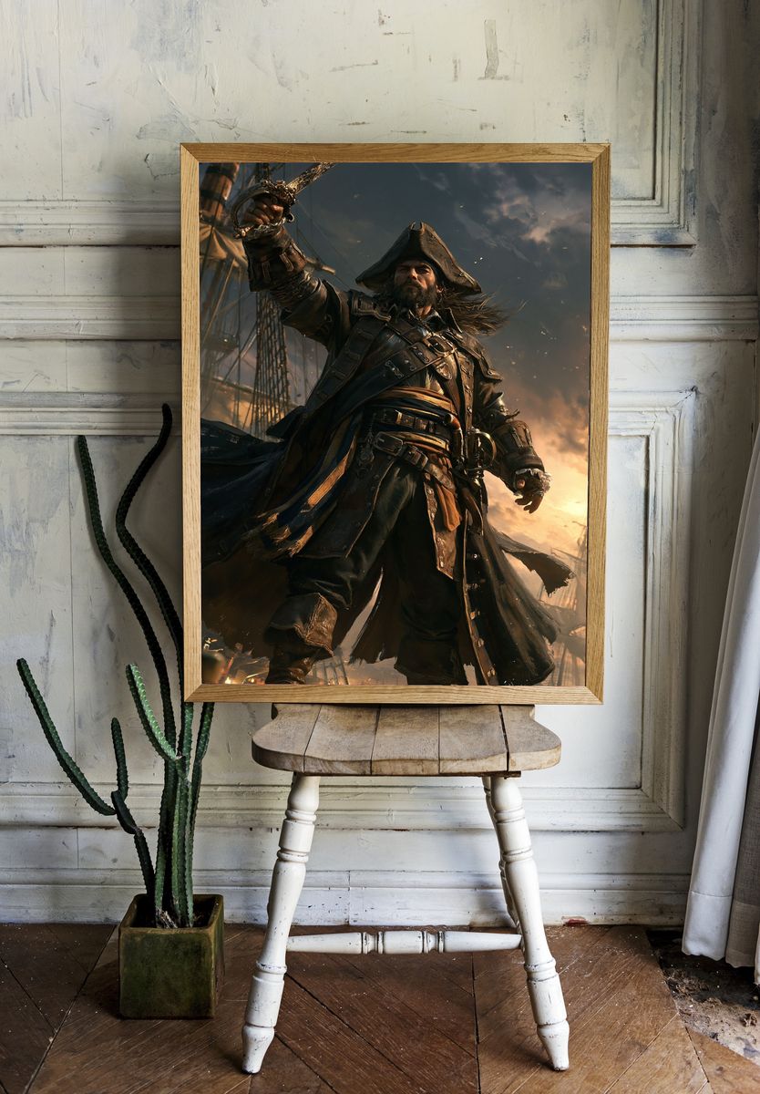 Pirate Captain Digital Art Poster. room preview