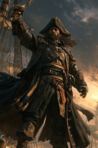 Pirate Captain Digital Art Poster.