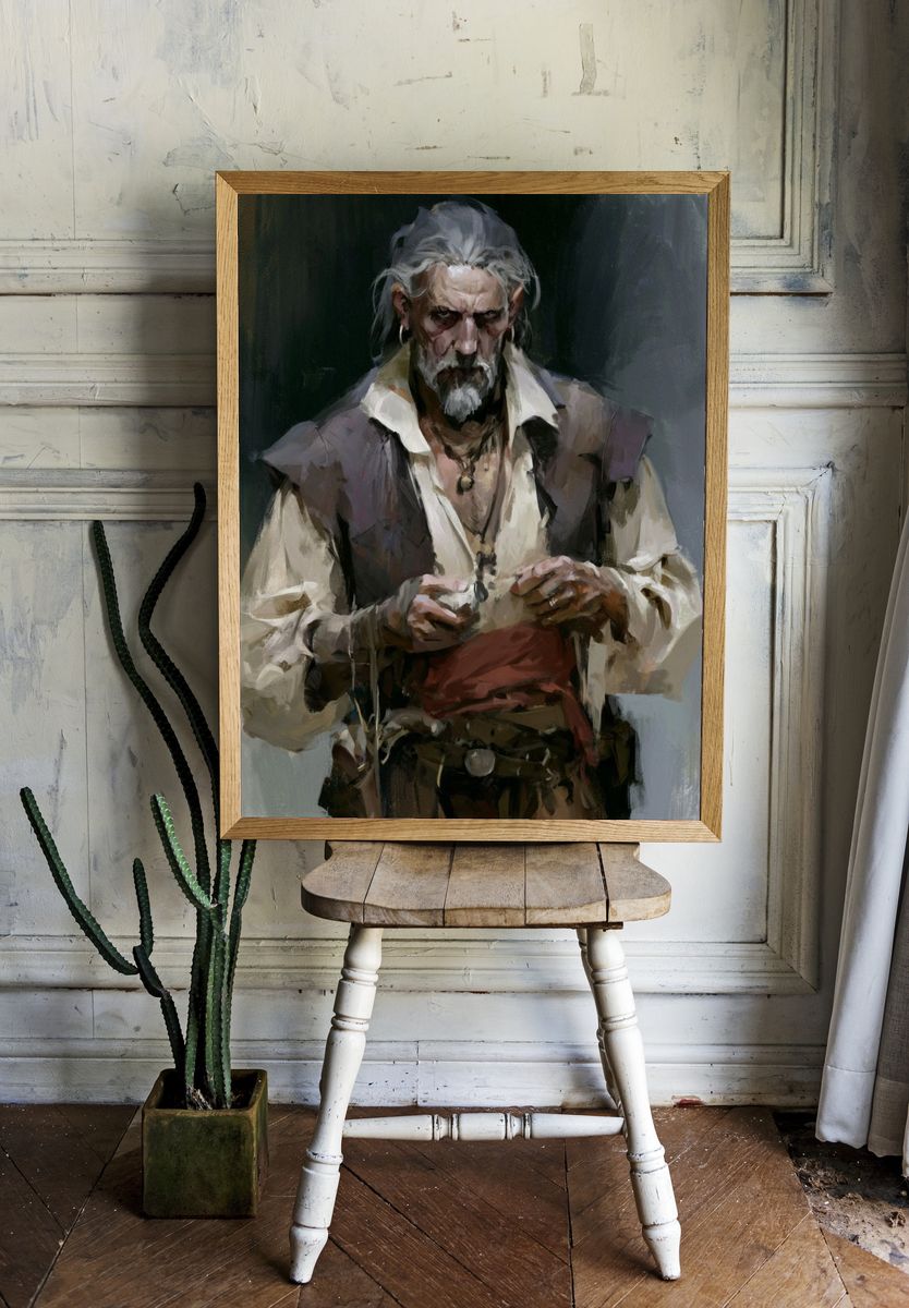 Pirate Captain Portrait Illustration Poster. — room view 1