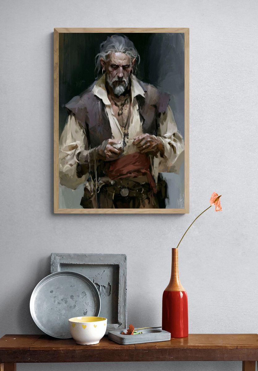 Pirate Captain Portrait Illustration Poster. — room view 3