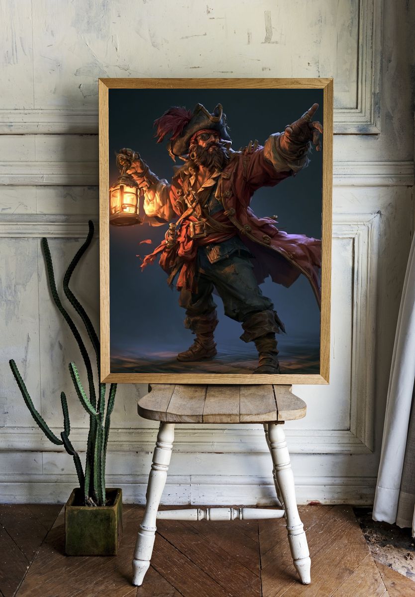 Pirate Captain Digital Art Poster. room preview