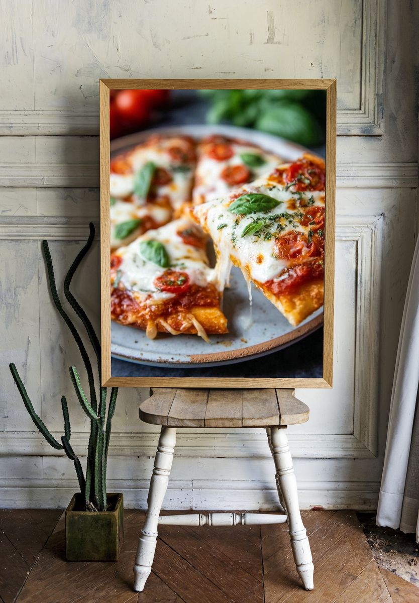 Margherita Pizza Food Photography Poster. — room view 1
