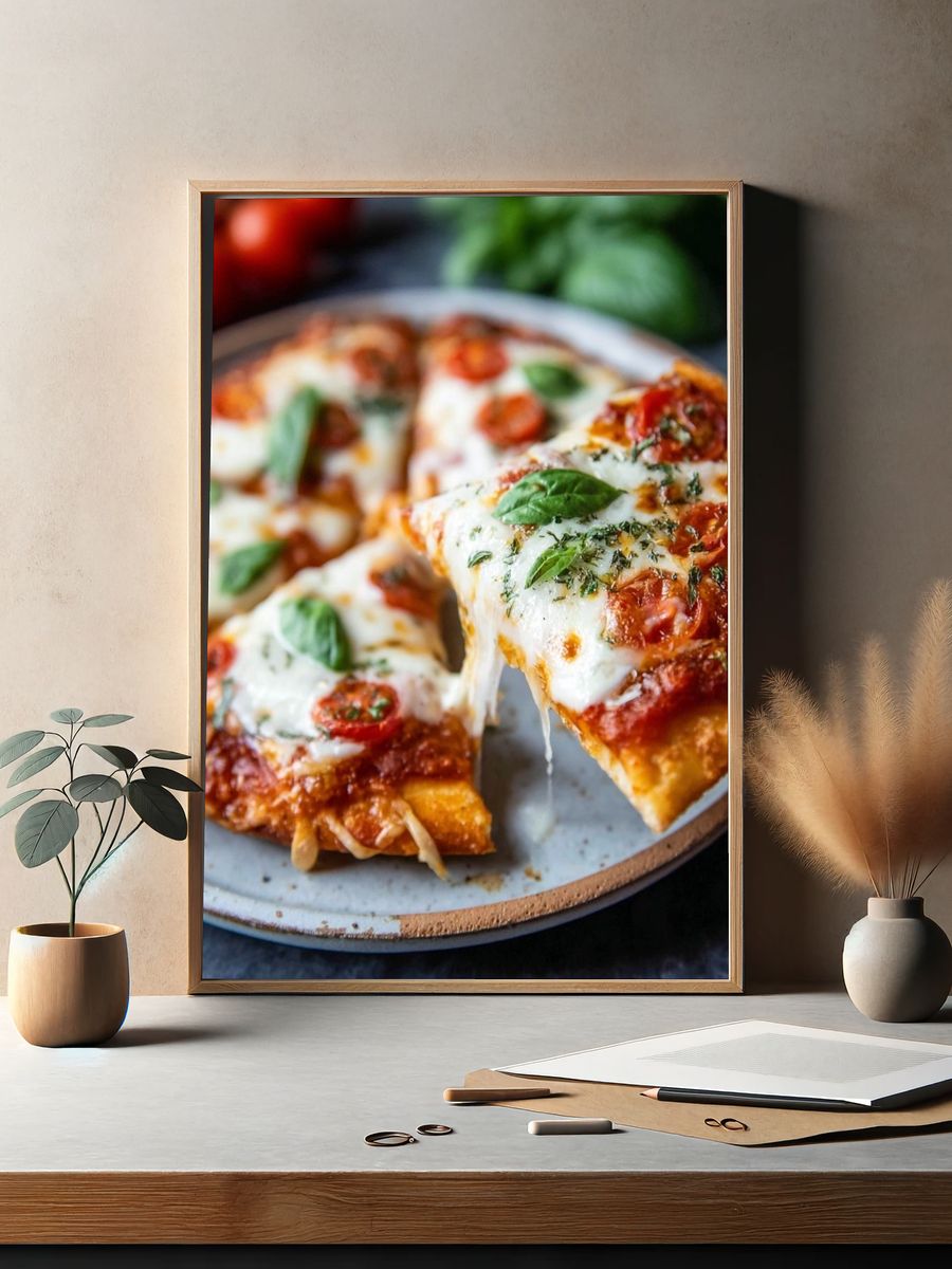 Margherita Pizza Food Photography Poster. — room view 2