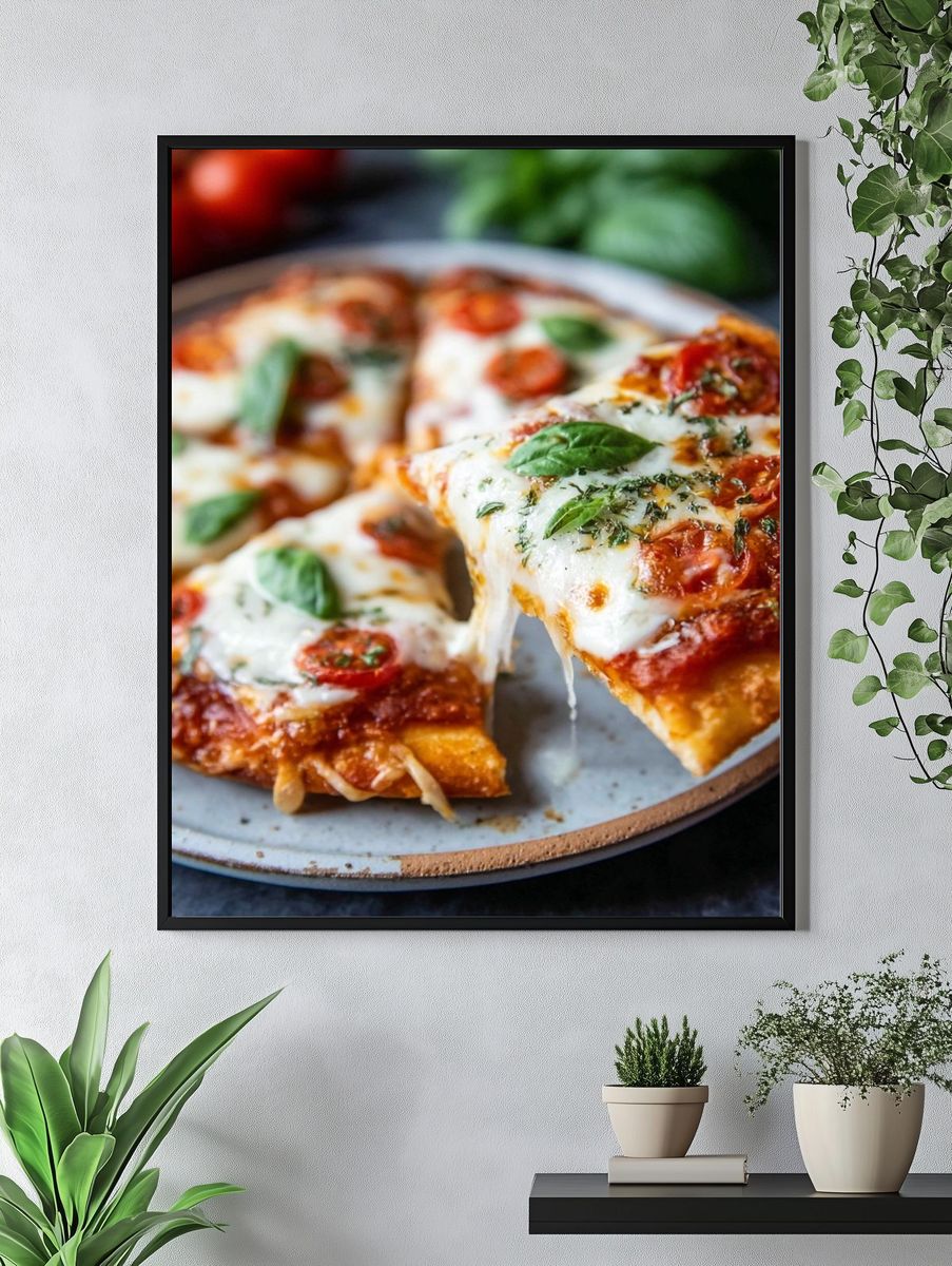 Margherita Pizza Food Photography Poster. — room view 4