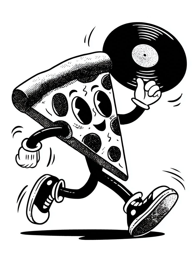 Pizza Character — Cartoon Print. poster — illustration art