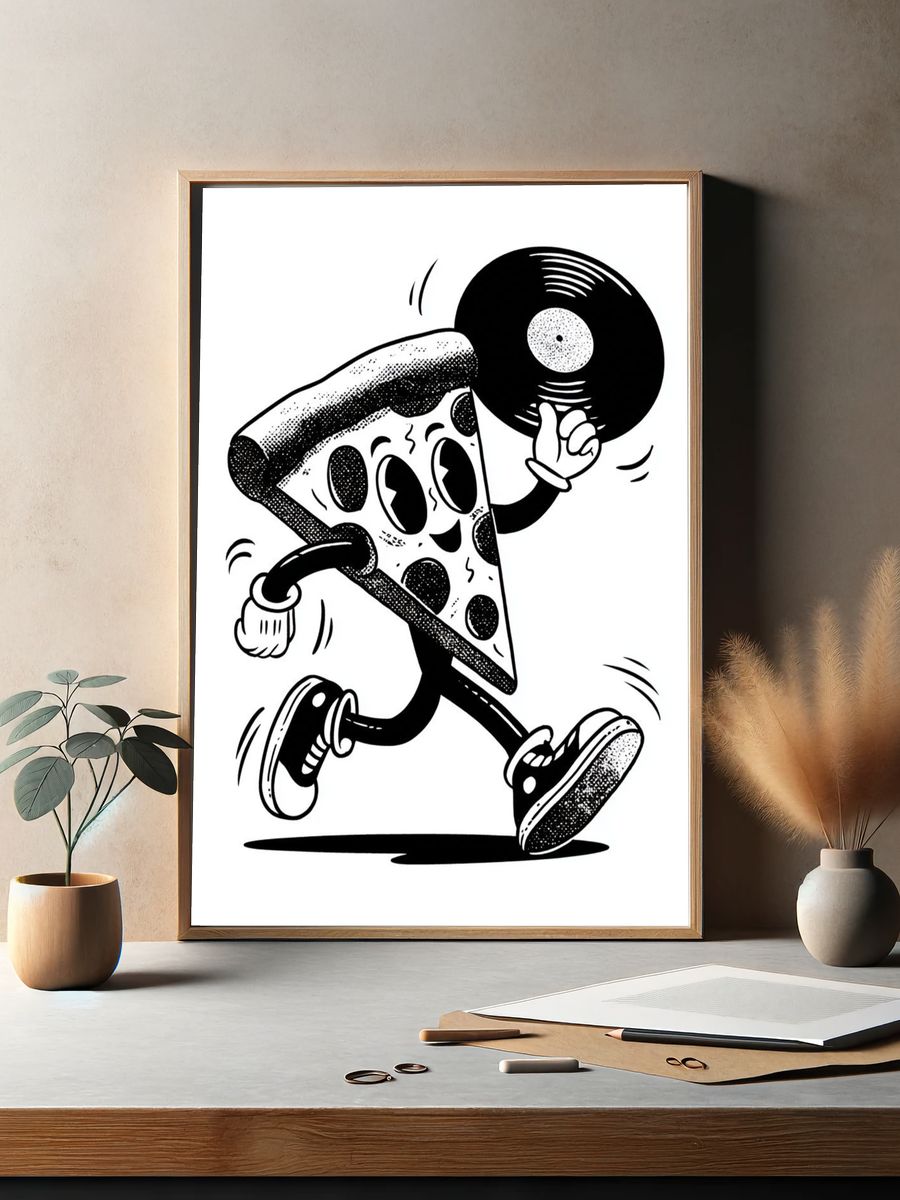 Pizza Character — Cartoon Print. — room view 2