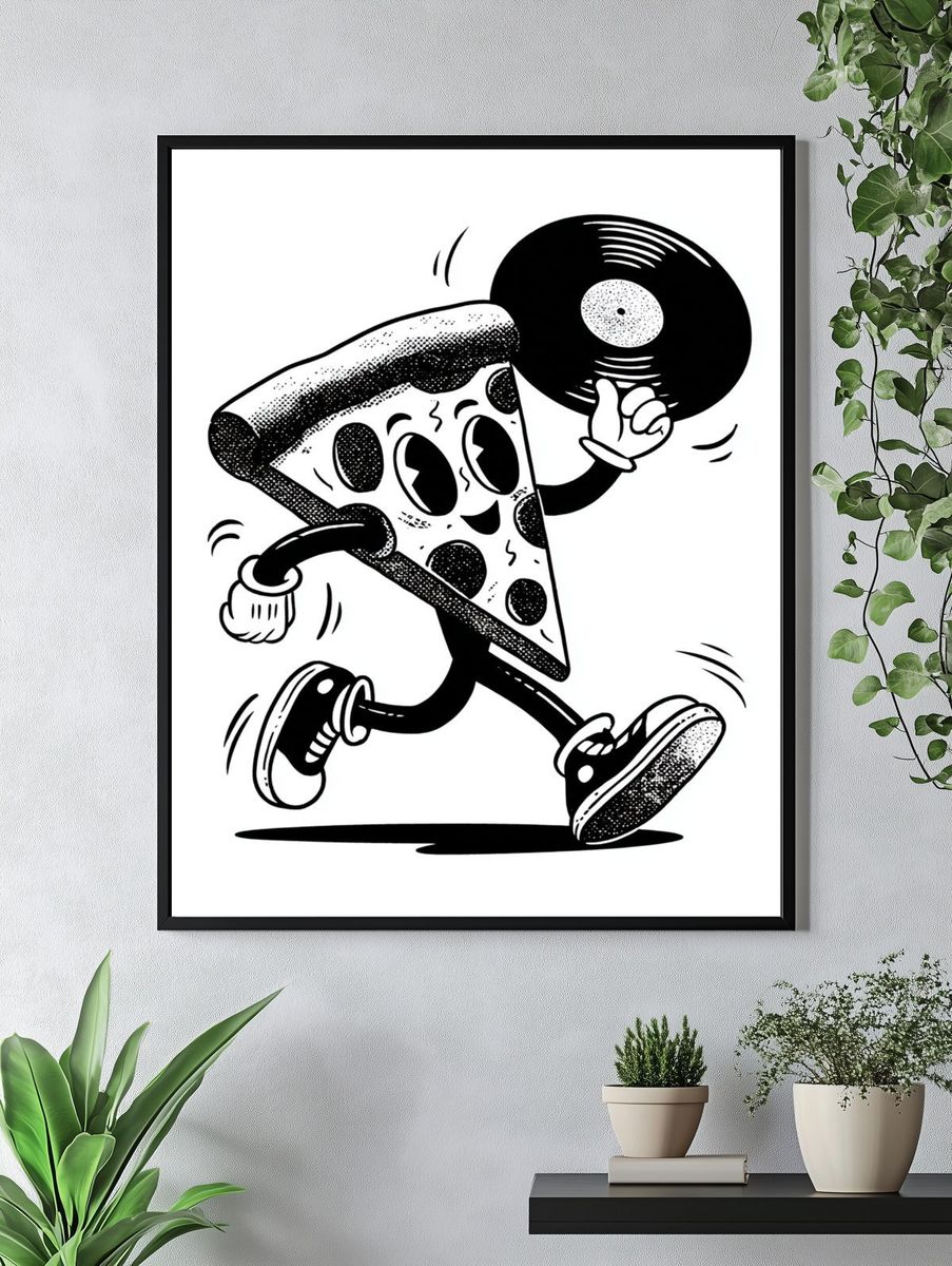 Pizza Character — Cartoon Print. — room view 4