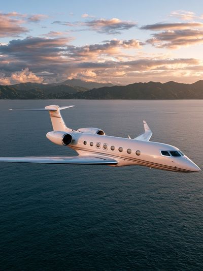 Private Jet Over Sea Poster.